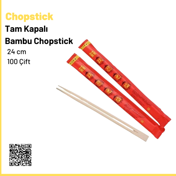 Tam Kapalı Bambu Chopstick 24 cm 100 Çift