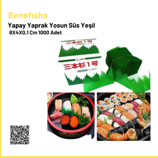 Benefısha Yapay Yaprak Yosun Süs Yeşil 8X4X0,1 Cm 1000 Adet