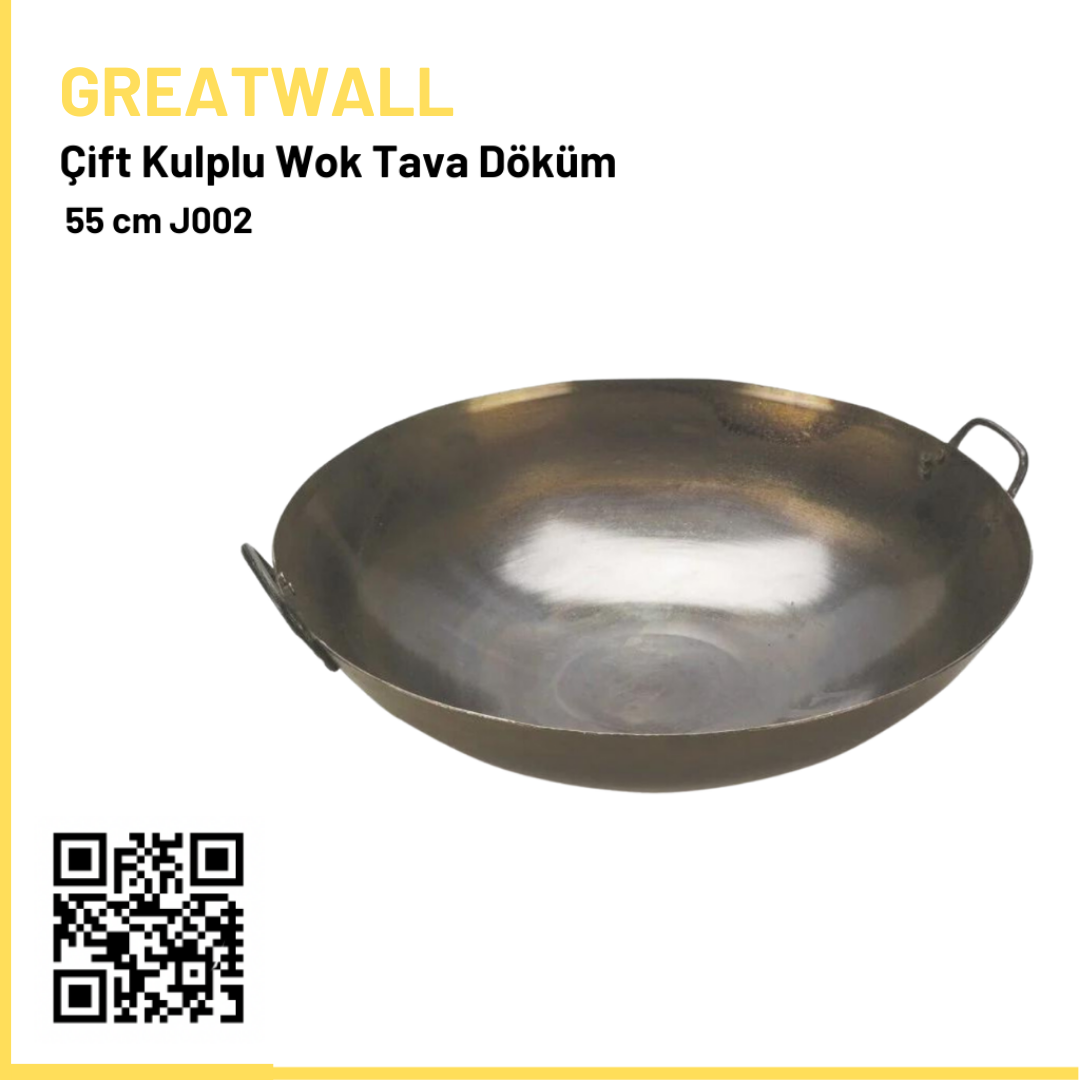 Çift Kulplu Wok Tava Döküm 55 cm J002