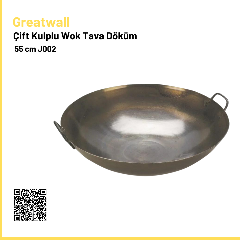 Çift Kulplu Wok Tava Döküm 55 cm J002