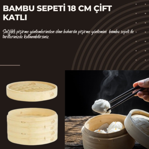 Bambu Buğu Sepeti 18 Cm Çift Katlı