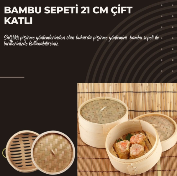 Bambu Buğu Sepeti 21 Cm Çift Katlı