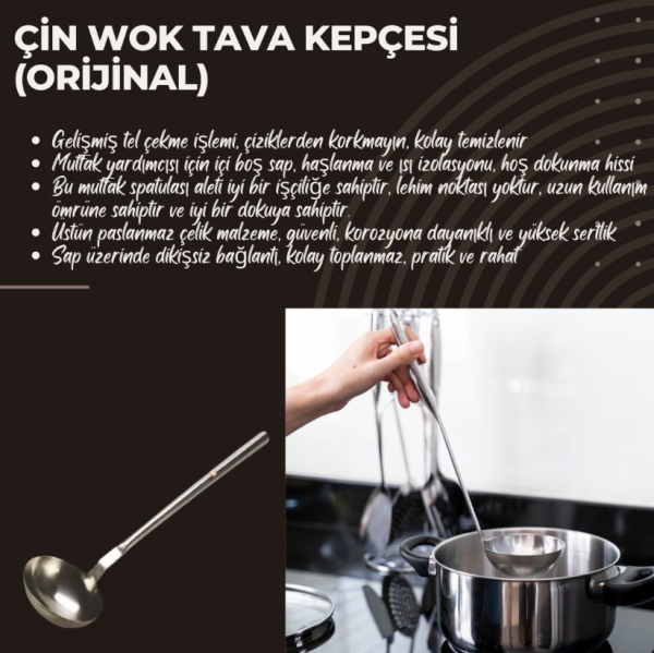 Çin Wok Tava Kepçesi (Orijinal) 16 Cm  Çap