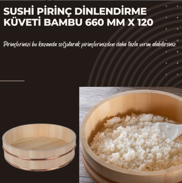 Sushi Pirinç Dinlendirme Küveti Bambu 66 Cm x 12 Cm