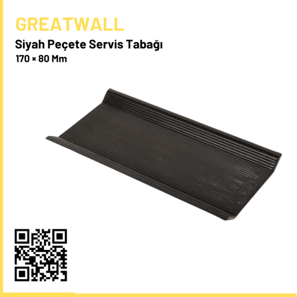 Siyah Peçete Servis Tabağı 17x8 Cm
