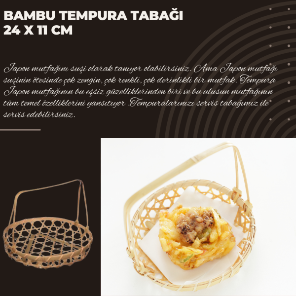 Tempura Tabağı Bambu 24 x 11 cm
