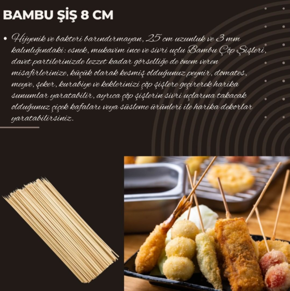 Bambu Çöp Şiş 8 Cm 100 Ad
