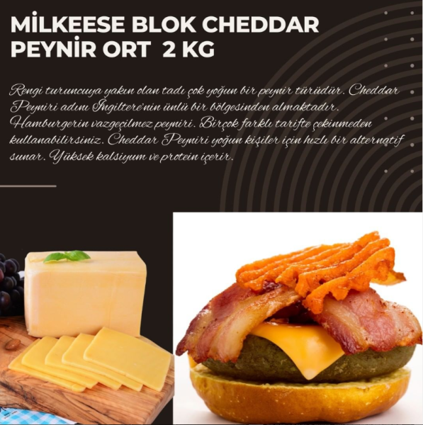 Milkeese Blok Cheddar Peynir Ort 2 kg