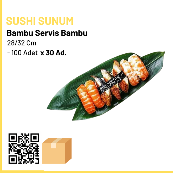 Bambu Yaprak Sushi Sunum Servis Bambu Yaprağı 28x32 Cm x30 (Ad: 450₺)