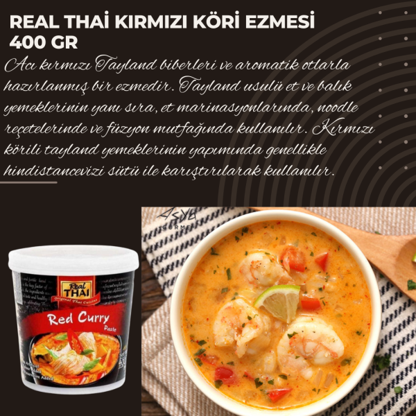 Real Thai Kırmızı Köri Ezmesi 400 gr Red Thai Red Curry