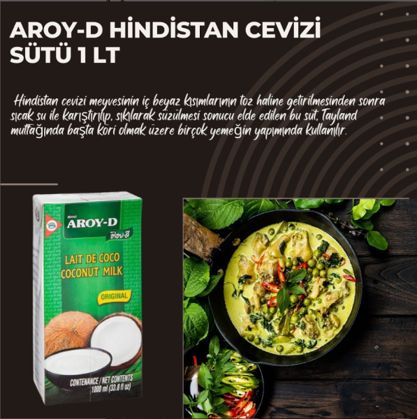 Aroy-d Hindistan Cevizi Sütü 1 lt x12 (Ad: 250₺)