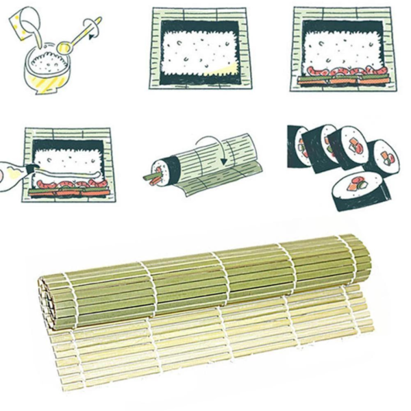 Yeşil Bambu Sushi Sarma Hasırı  (Yeşil Sushi Sarma Matı)