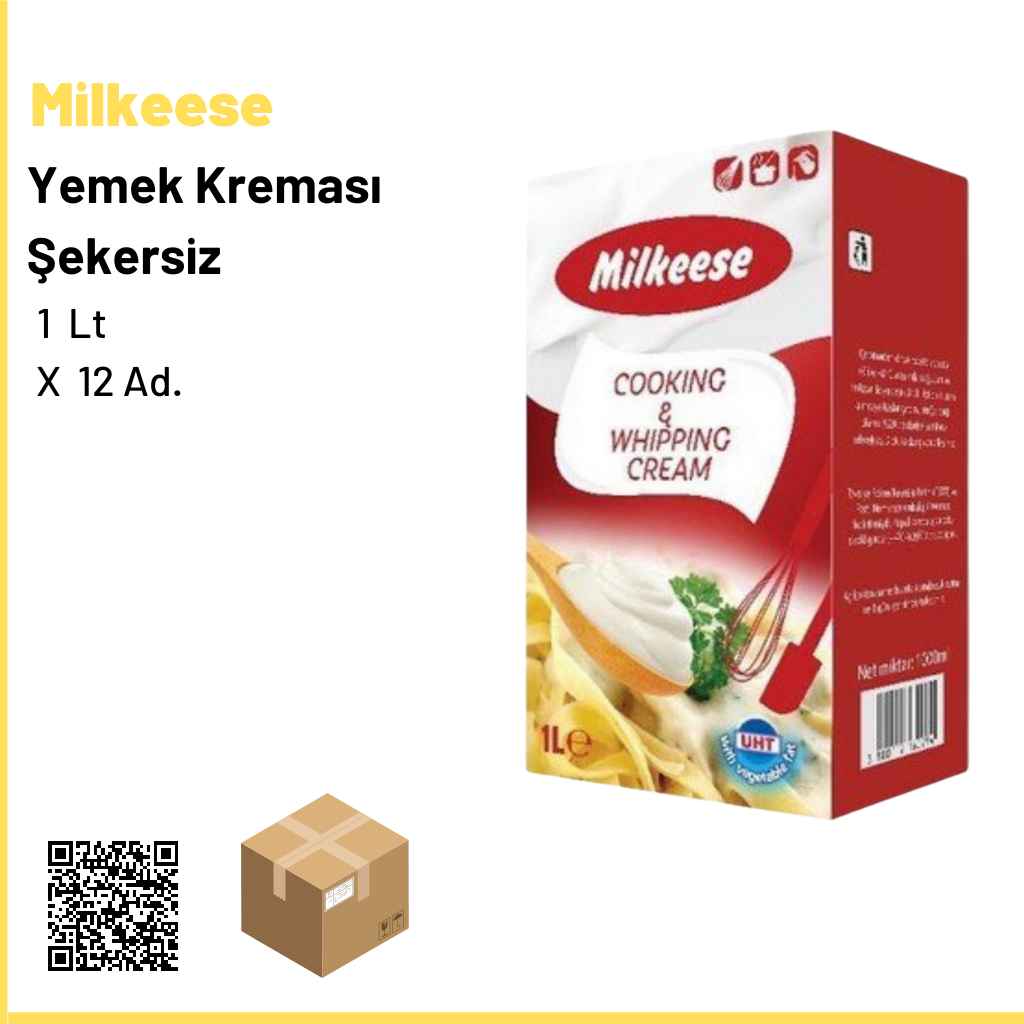 Milkeese Yemek Kreması Şekersiz 1 lt * 12 Adet 1 Ad.: 125 Tl