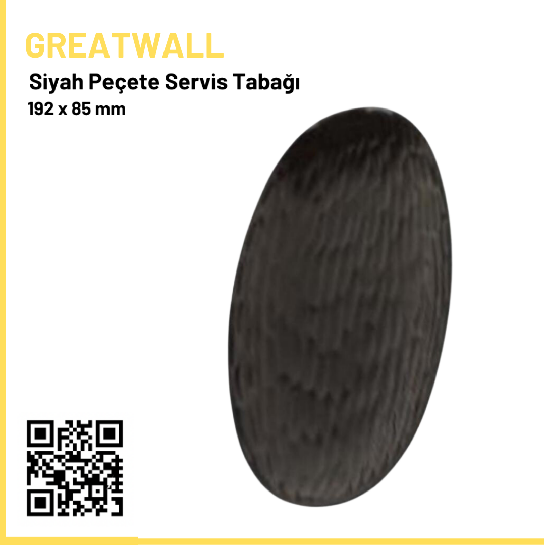 Siyah Peçete Servis Tabağı 19,2x8,5 Cm