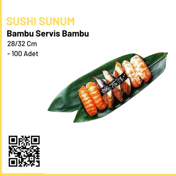 Bambu Yaprak Sushi Sunum Servis Bambu Yaprağı 28x32 Cm