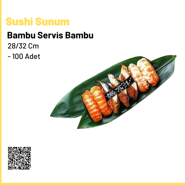 Bambu Yaprak Sushi Sunum Servis Bambu Yaprağı 28/32 Cm - 100 Adet
