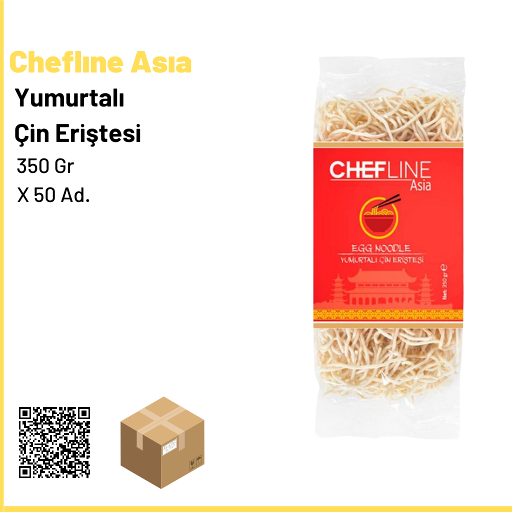 Chefline Asia Yumurtalı Çin Eriştesi 350 gr (Egg Noodle) ×50 Ad. 1 Ad.:39 Tl