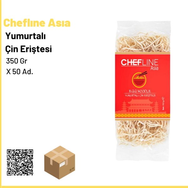 Chefline Asia Yumurtalı Çin Eriştesi 350 gr (Egg Noodle) ×50 Ad. 1 Ad.:39 Tl
