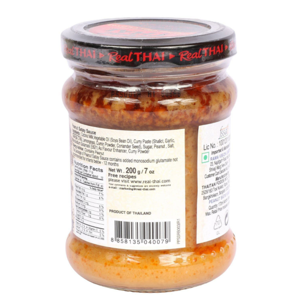 Real Thaı Original Thai Cuisine Fıstıklı Satay Sosu Peanut Satay Sauce 170 ml