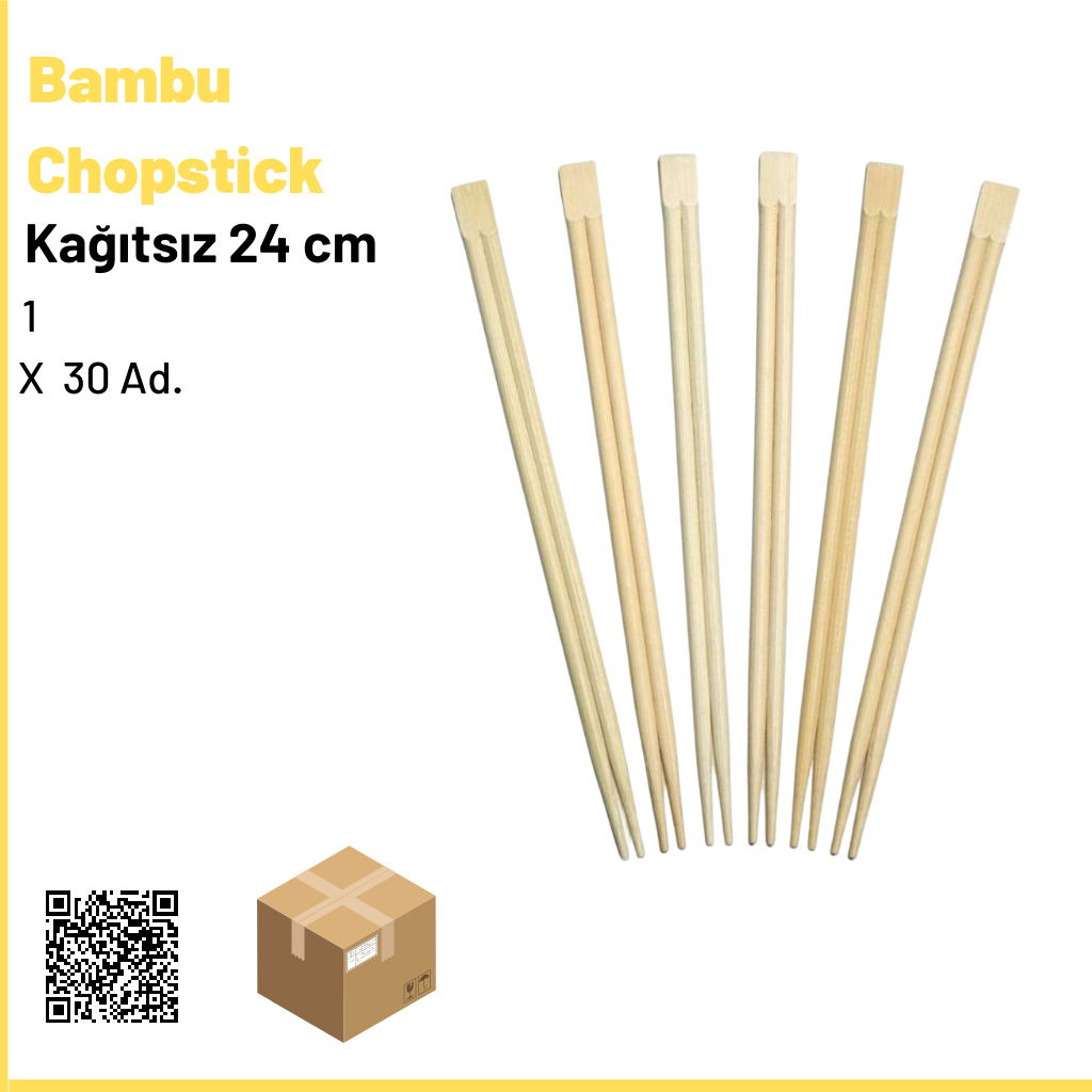 Bambu Chopstick Kağıtsız  24 cm 1 × 30 Ad.1 Ad.: 74 .9 Tl