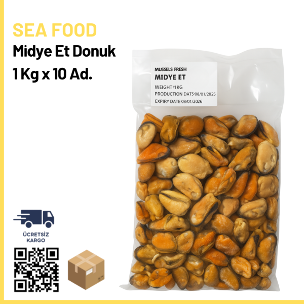 Sea Food Midye Et Donuk 1 Kg x 10 Ad. (Ad: 320₺)
