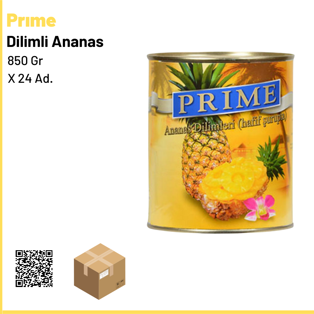 Prime Ananas Dilimli 850 gr × 24 Ad. 1 Ad.: 99 Tl
