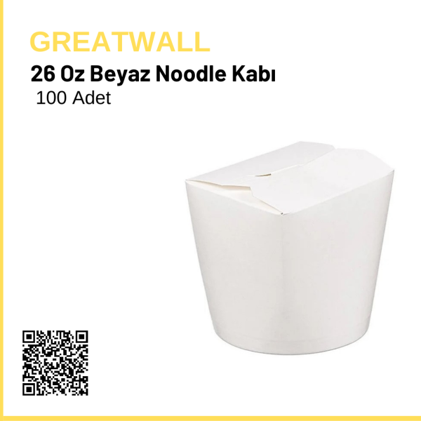 26 Oz Beyaz Noodle Kabı 100 Adet