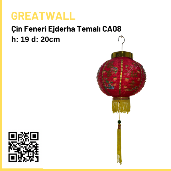 Çin Feneri Ejderha Temalı H: 28 Cm D: 20 Cm
