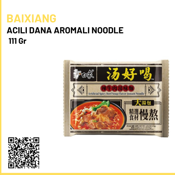 Baixiang Acılı Dana Çorba Aromalı Noodle 111 Gr