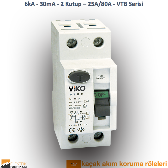 6kA - 30mA - 2 Kutup – 25A - VTB Serisi Kaçak Akım Röleleri-Hayat Koruma_Viko by Panasonic