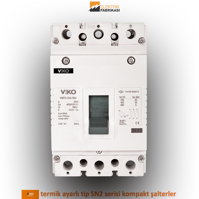 SN2 Serisi 25A-35kA-3 Kutup-T. A. Sahası: 17-25A-Termik Ayar Sahalı Tip Kompakt Şalter_Viko by Panasonic