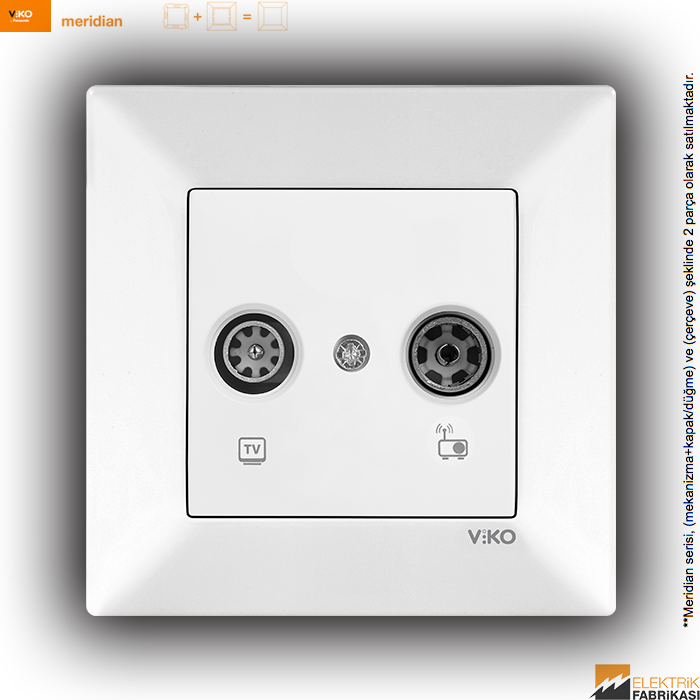 Meridian Sıva Altı Tv-Radyo Prizi Geçişli (7-12dB) (Beyaz I Krem)_Viko by Panasonic