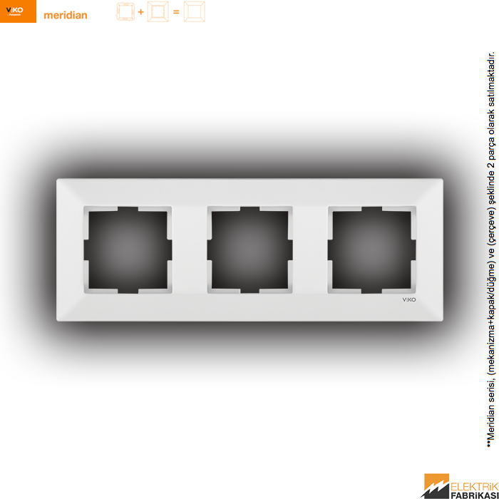 Meridian Sıva Altı Üçlü Yatay Çerçeve (Beyaz I Krem)_Viko by Panasonic