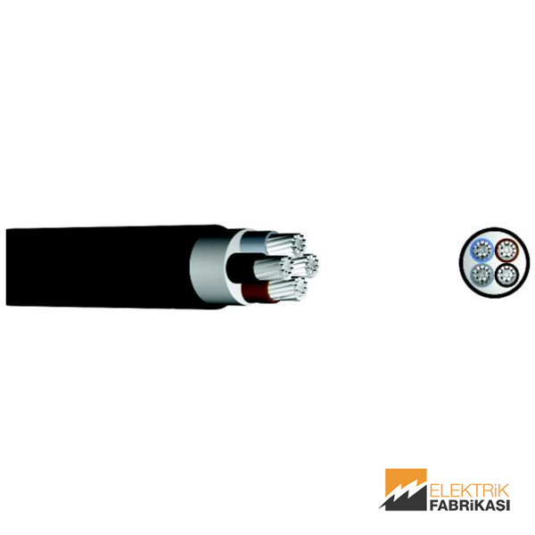 4x150mm² NA2XH Kablo Siyah 500M 0.6/1 kV XLPE İzoleli, Halojensiz, Alev İletmeyen, Çok Damarlı, Çok Telli, Alüminyum İletkenli Kablolar