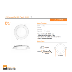 15W Yuvarlak Tip 175mmØ 1080Lm Sıva Altı LED Panel 6400K_Viko by Panasonic