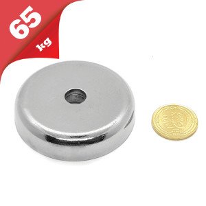 48mm Neodyum Havşa Delikli Pot Mıknatıs - Gömme Vidalanabilir Pot Mıknatıs