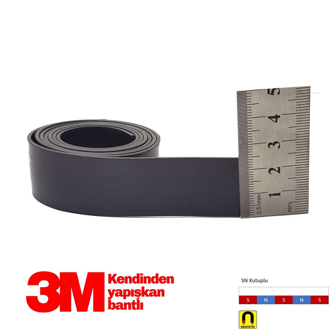 25x1,5mm 3M Kendinden Yapışkanlı Esnek Şerit Mıknatıs