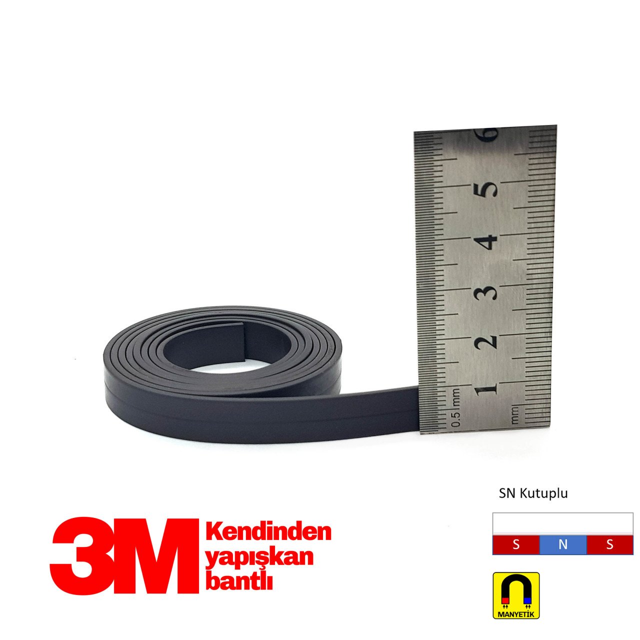 10x2mm 3M Kendinden Yapışkanlı Esnek Şerit Mıknatıs