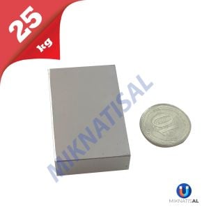 Boy 40mm En 25mm Kalınlık 10mm N35 Seri Güçlü Neodyum Mıknatıs