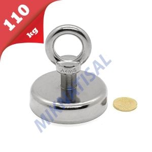 60mm Neodyum Pot Mıknatıs - Magnet Fishing Çok Güçlü Kurtarma Mıknatısı