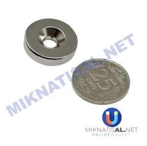 25x5 mm (10-5mm) N35 Havşalı Güçlü Neodyum Mıknatıs