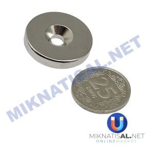 25x5 mm (10-5,5mm) N35 Havşalı Güçlü Neodyum Mıknatıs