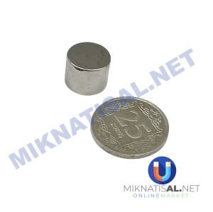 Çap 12mm Kalınlık 10mm N35 Silindir Güçlü Mıknatıs