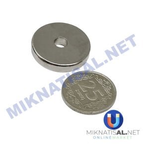 Çap 25mm X Delik Çapı 5,5mm X Kalınlık 5 mm N35 Halka Güçlü Mıknatıs