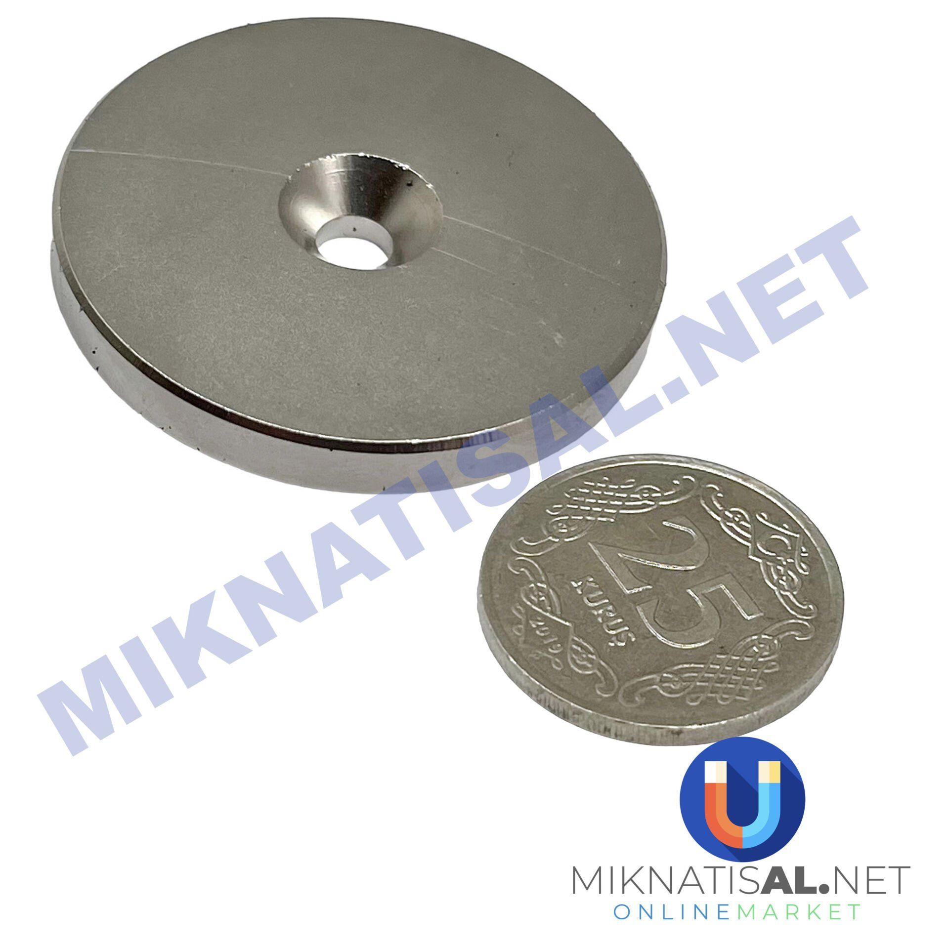 40x5 mm (10-5,5mm) N35 Havşalı Güçlü Neodyum Mıknatıs