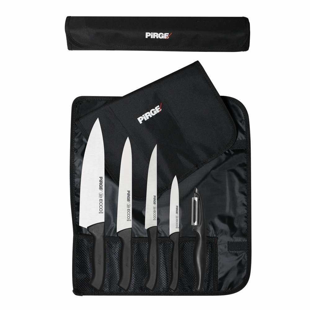 38402 - PİRGE Ecco Çantalı Bıçak Seti - Knife Set with Roll Bag - 5 + 1 Pcs