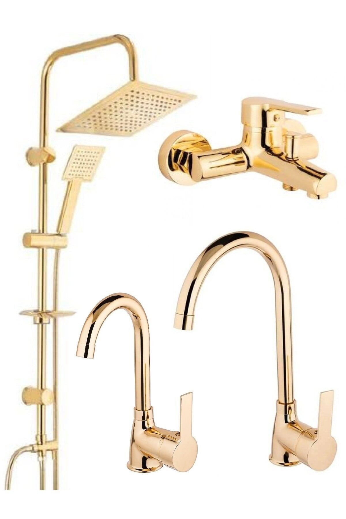 Sardıcı Ful Gold Dörtlü Set Eviye Duş Banyo ve Lavabo