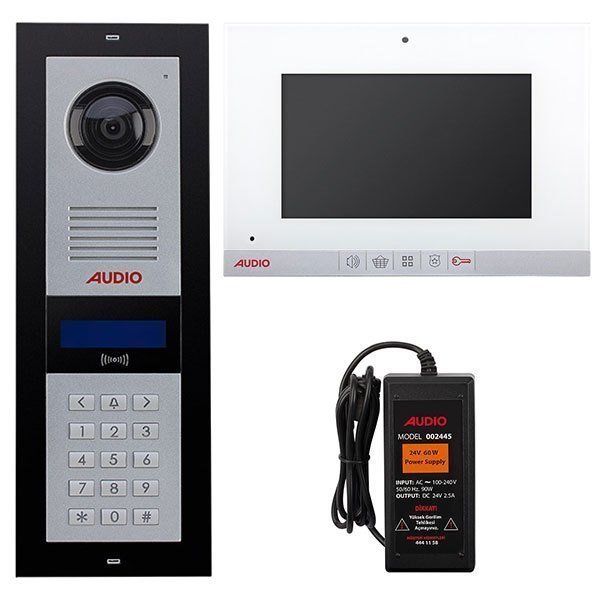 Audio 001188B 7 inç 16 Daire Şifreli Panelli Görüntü Diafon Paketi