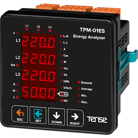 TENSE Şebeke Analizörleri (2-31.Harmonik Ölçümü,RS-485 Haberleşmeli,LED Ekran) TPM-01ES