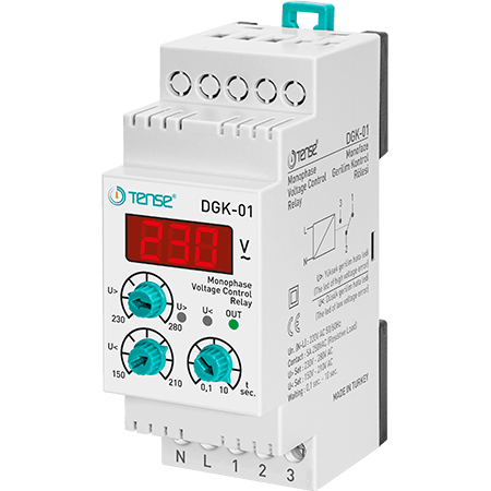 TENSE Dijital Aşırı-Düşük Ayarlı Monofaze Gerilim Kontrol Rölesi DGK-01